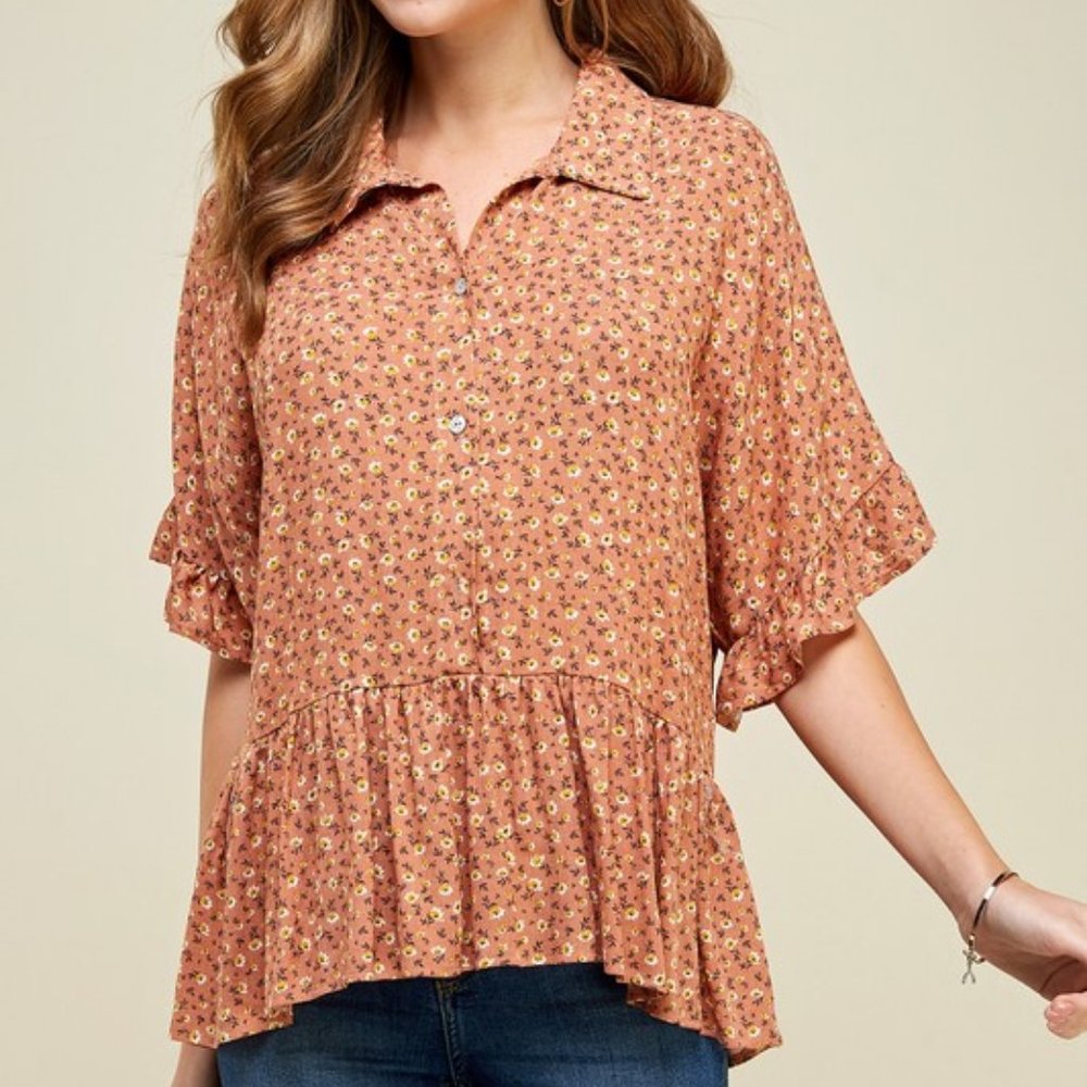Blush Babydoll short sleeve Top